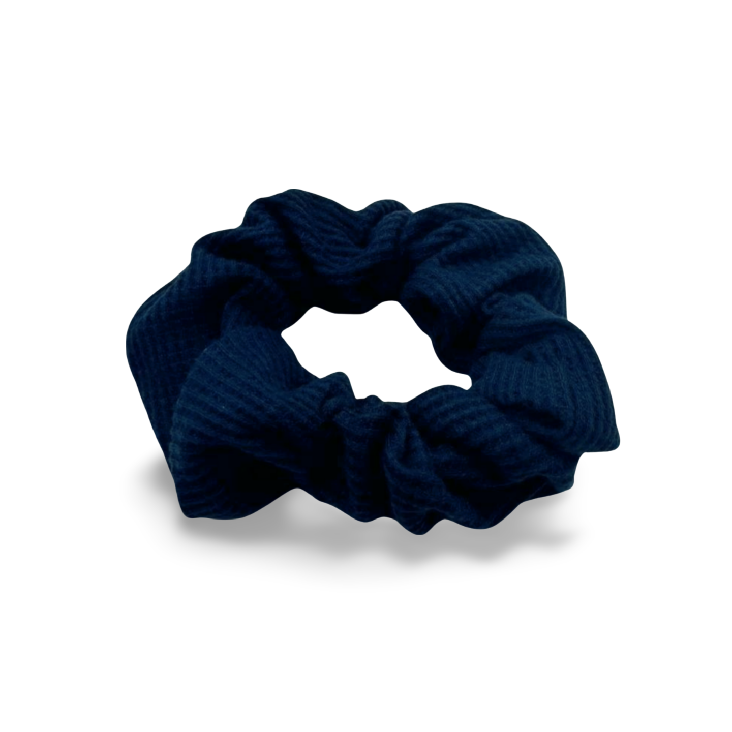 Navy Blue Waffle Knit Cotton Scrunchie