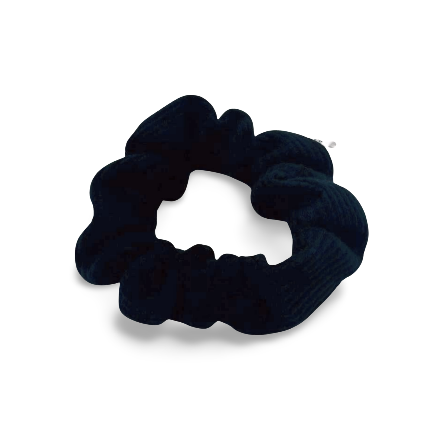 Black Waffle Knit Cotton Scrunchie