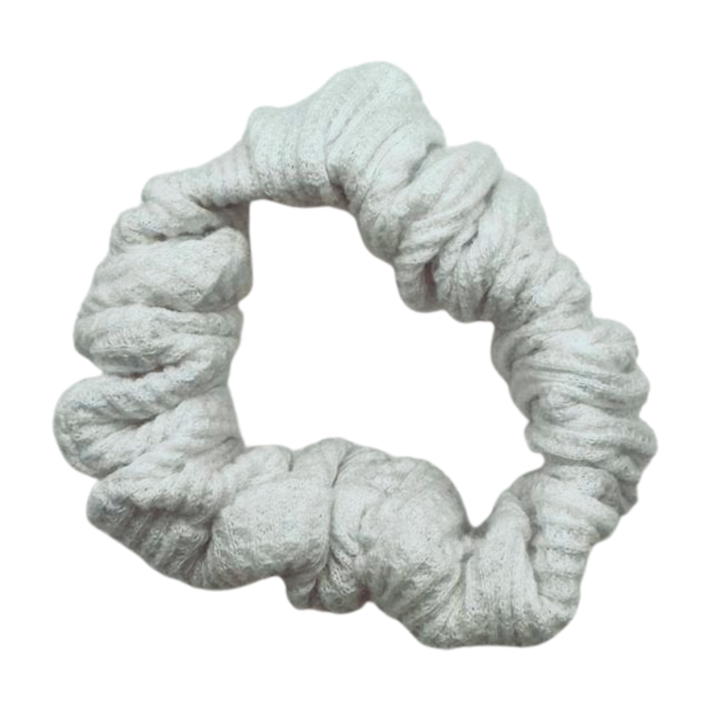 White Waffle Knit Cotton Scrunchie