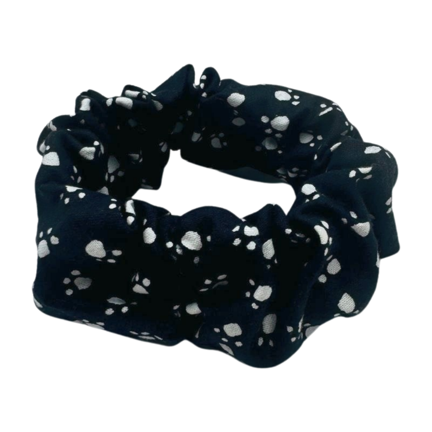 Black Dog Paw Cotton Scrunchie