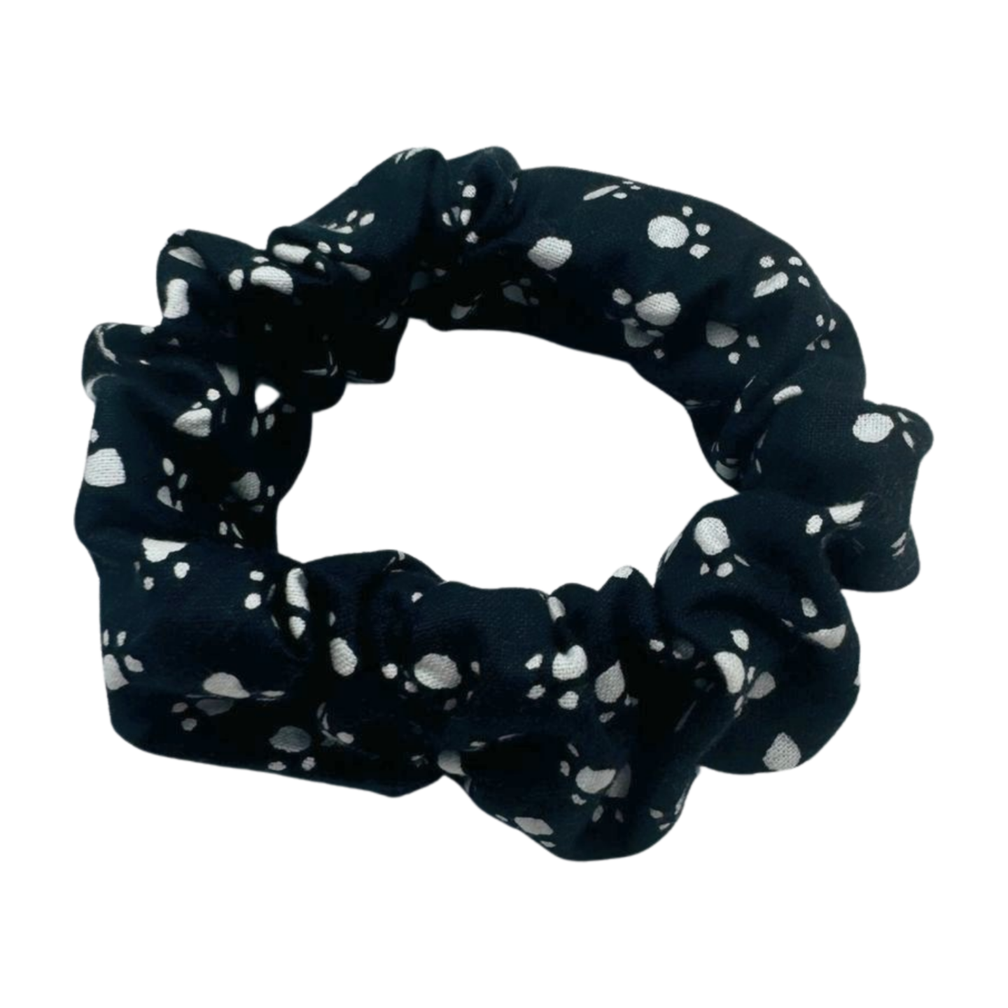 Black Dog Paw Cotton Scrunchie