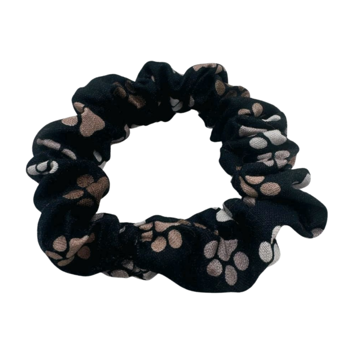 Black and Brown Dog Paw Cotton Scrunchie